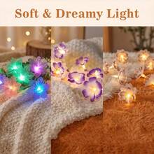 1pc Fiber Optic Flower LED String Lights, LED Flower Wreath Lights, Living Room Fairy Flower Lights, Party Decor For New Year Christmas, Artificial Flowers, Indoor Decor, Holiday Decoration, Battery Operated (Batteries Not Included) - Fiber Optic Flowers - View 4