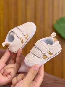 婴幼儿男女通用软底休闲运动鞋，适合0-1岁宝宝，春秋季，0-6-12个月婴幼儿鞋，四季皆宜 - 金色 - 查看 2