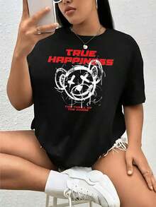 2026 Women's-Shirts True Happiness Mouse Thrill%, Breathable Blusas Para Mujer Casual - Negro - Ver 1