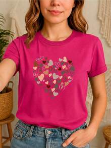 Camiseta 100% "Corazón de Amor" - Rosa oscuro - Ver 5