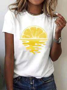 Camiseta Casual de Manga Corta para Primavera y Verano, Ropa de Mujer - Blanco - Ver 1