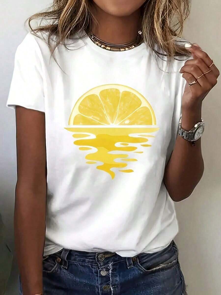 Camiseta Casual de Manga Corta para Primavera y Verano, Ropa de Mujer - Blanco - Ver 1