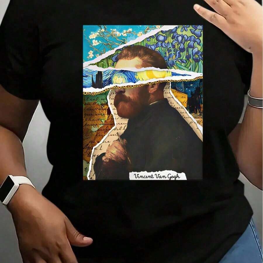 Camiseta de Algodón 100% para Mujer con Estampado Gráfico de Anime - Corte Holgado, Cuello Redondo, Manga Corta, Estilo Casual con Personajes de Dibujos Animados Vibrantes |   Diseño exquisito |   Suelto y cómodo |   Fácil de combinar | - Negro 5 - Ver 1
