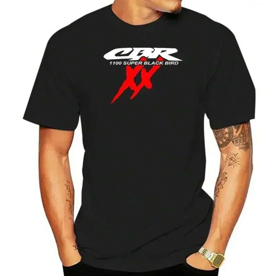 Top CBR 1100 Super Blackbird XX T S Motorcycle T-Shirt, Black And White, Unisex Casual T-Shirts 2026 - 黑色 - 查看 1