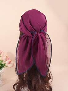 1pc New Women's Solid Color Chiffon Bandana & Square Scarf, Casual Breathable Neck Scarf With Hemmed Edge Design, Multi-Functional Hair Accessory, Headband, Hair Tie, Head Wrap, Clothing Accessory, Hair Hoop, Suitable For Abaya, Soft And Lightweight, For Spring, Summer, Autumn, Winter, Daily Wear And Travel - Multicolor - View 7