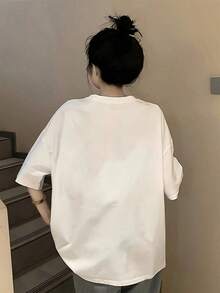 Moda 2026 Para Mujer Cotton T-shirt Casual Calidad  Casual Daily[Japanese And Korean Special]Plus Size Women's Short Sleeve T-Shirt, New Spring/Summer Korean Style Loose Fit Solid Color Pullover, Versatile Simple Top, Fashionable Commuting Top For Women, Slimming Solid Color T-Shirt, Graphic Tees  Camiseta Básica Unisex - Blanco - Ver 2