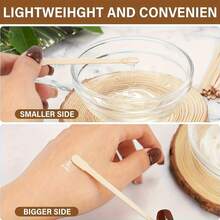 150pcs Wood Wax Stick, Wax Spatula, Wax Applicator Tools For Eyebrow Shaping - Brown - View 3