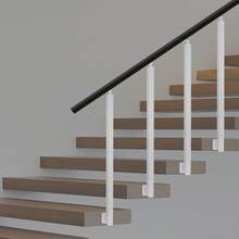 4 Pieces 100 Cm White Square Stair Railing Posts, Side-Mounted Metal Railing Posts, Adjustable Stair Railing Spindle, Modern Decorative Railing Column, For Stairwell, Balcony, Villa, Garden, Veranda - White - View 5