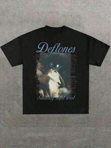 Men's Summer T-Shirt, Deftone Sub-Tonal Heavy Metal Band, (1 Piece) 100% Cotton, Casual Print, Crew Neck, Short Sleeve, Cotton T-Shirt, Gift, Summer, Unisex, 100% Pure Cotton Summer Party T-Shirts - 黑色6 - 查看 12