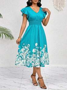 Women Midi Dresses - Blue-green Water - View 5