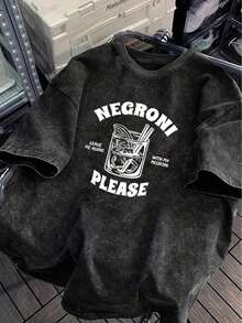 Camiseta de manga corta negra lavada de estilo vintage puro, de 230 g de peso - Talla grande para hombres y mujeres, con corte holgado y diseños retro fáciles de imprimir. Esta camiseta de manga corta con cuello redondo grande es adecuada para uso unisex al aire libre y casual en verano. AQQS - Negro - Ver 10