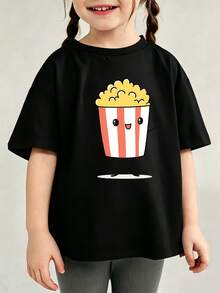 Camiseta de vestir infantil con patrón impreso manga corta - Negro - Ver 6