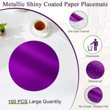 Best Sellers 50 Pcs Disposable Paper Placemats Purple, 3" Round Place Mats Dining Table Paper Charger Table Mat For Christmas Dinner Party Wedding Birthday Banquet Table Setting Decor - 紫色 - 查看 4