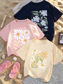 Sold Separately, Not A Three-Piece Set. Women's Vintage American-Style Printed T-Shirt, Soft And Comfortable, Available In Various Styles. Three Designs To Choose From. Made From 100% Pure Cotton, It's Ideal For Working Out, Everyday Wear, Vacations, School, The Office, And Parties. - 米色 - 查看 9