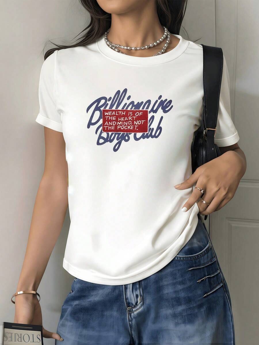 A Message Celebrating The Richness Of Heart And Mind Over Material Possessions, Inspiring Confidence And Authenticity In Every Detail. A Comfortable, Stylish, And Modern Women's Casual T-Shirt For Everyday Wear. - 白色 - 查看 1