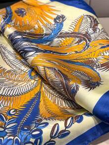 1 chiếc khăn vuông satin 65*65cm in họa tiết phượng hoàng và cọ màu xanh & vàng, khăn nhẹ đa năng dùng cho mọi mùa, đa công dụng làm khăn quàng cổ, khăn choàng, khăn thắt eo cho đi chơi hàng ngày, tiệc tùng, du lịch - Nhiều màu - Xem 3