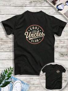 Camiseta Negra de Cuello Redondo con Estampado Gráfico del Club de Tíos Geniales y Tatuajes en las Mangas, Ropa Casual, Camisetas Gráficas Divertidas - Negro - Ver 5