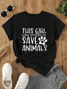 THIS PRODUCT WAS MADE TO SAVE ANIMALS. Vintage-Style Dog Paw Print T-Shirt, Perfect For Work, Travel, Or Everyday Wear; A Great Gift For Pet Lovers. Vintage Style T-Shirt With Medium Stretch. - 黑色 - 查看 1