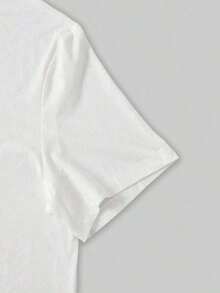 Camiseta de manga corta con cuello redondo y estampado en tinta blanca - Estilo vintage urbano unisex, camiseta de algodón de manga corta con cuello redondo. - Blanco - Ver 4