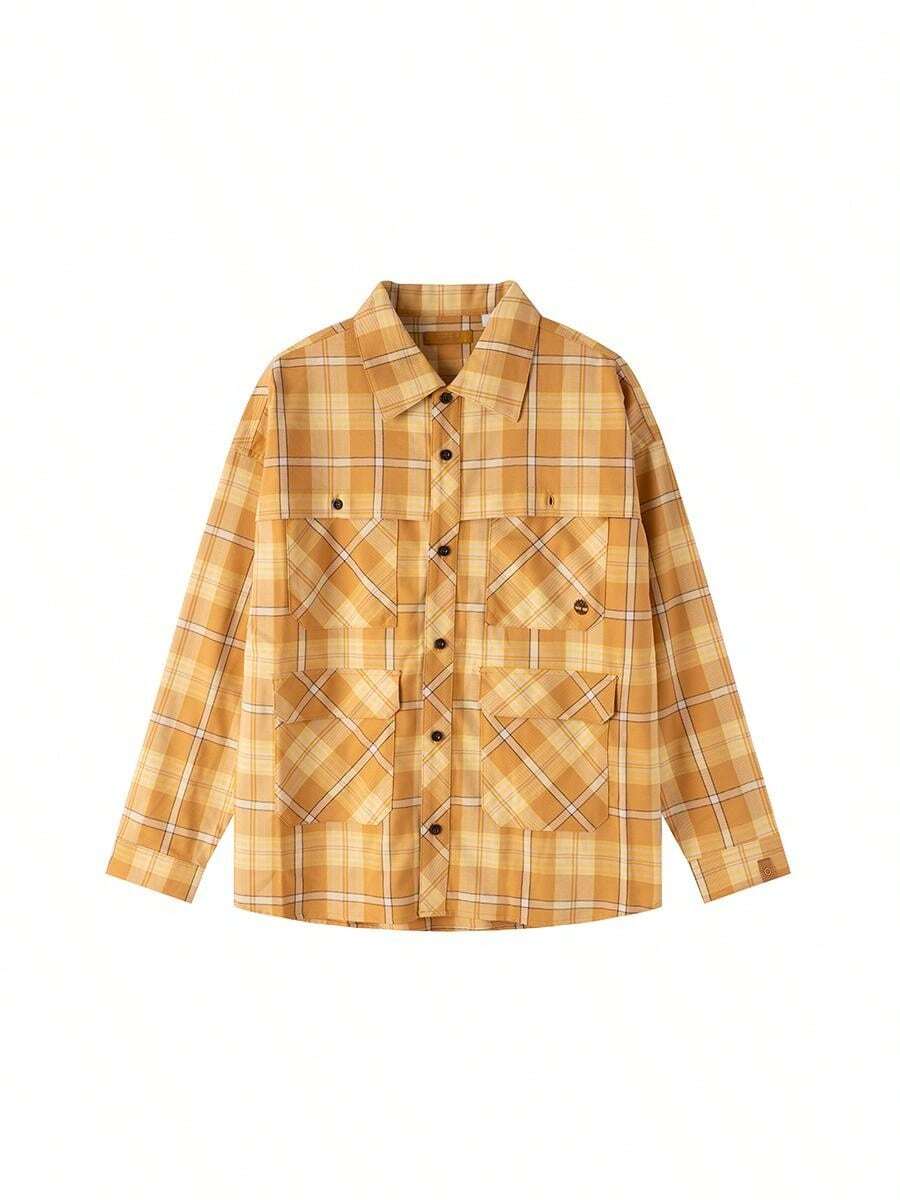 Timberland Áo sơ mi nam dáng rộng có túi, hiệu SPRUCE Y, mẫu mới mùa hè 2026, họa tiết kẻ caro, tay dài. - A6FZ7763 - Xem 1