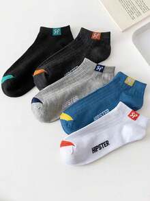 5pairs Men Letter Graphic Ankle Socks - Multicolor - View 2