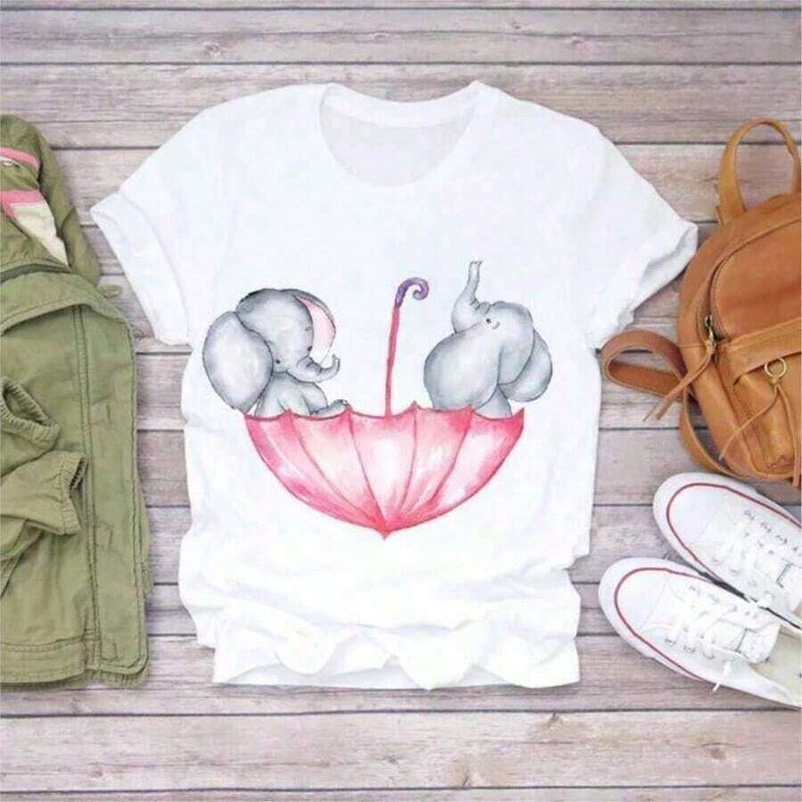 Super Happy Summer Shiba Inu T-Shirt For Women, Anime Print, Harajuku Kawaii Hip Hop Streetwear Style, Casual, Suitable As A Gift. Women's T-Shirt. Blouses>Elegant, Cute Cartoon Comics With Exquisite Illustrations.| Exquisite Design| Loose And Comfortable| Easy To Match| - 白色 9 - 查看 1