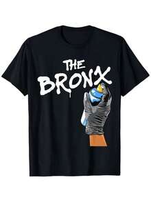 Bronx Graffiti Style Unisex T-Shirt - Black Crew Neck T-Shirt With The Striking THE BRONX Print, Made Of Soft And Breathable Cotton Fabric, With An Urban Street Style Design, Suitable For Everyday Casual Wear, Parties And All Seasons. - 黑色 - 查看 8