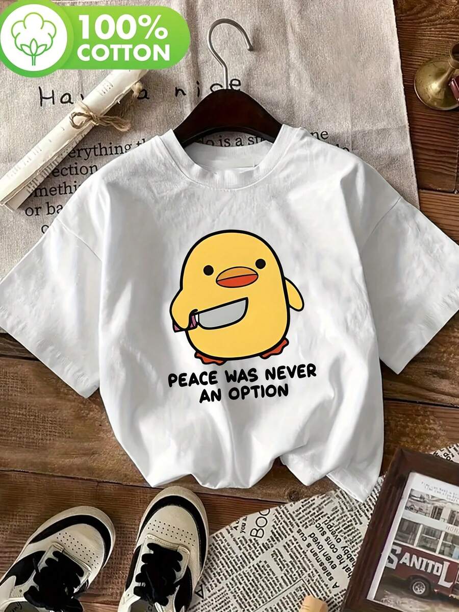 Camiseta con estampado gráfico, Top casual de manga corta y cuello redondo para verano y primavera, Ropa de mujer