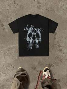 Men's Summer T-Shirt, Deftone Sub-Tonal Heavy Metal Band, (1 Piece) 100% Cotton, Casual Print, Crew Neck, Short Sleeve, Cotton T-Shirt, Gift, Summer, Unisex, 100% Pure Cotton Summer Party T-Shirts - 黑色3 - 查看 12
