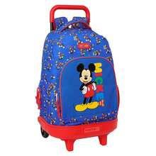 Safta | School Backpack With Wheels Disney Mickey Mouse Carro Evolution Removable High, Ergonomic Padded Back And Shoulder Straps, Double Zipper, Front And Side Bottle Holder Pockets, Blue/Red - Option 6 - View 2