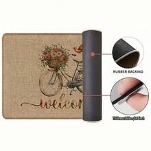 1pc Bicycle Pattern Printed Linen Kitchen Rug, Carpet, Mat, Bathroom Mat, Doormat, 3D Printed Rectangular, Suitable For Living Room, Bedroom, Hallway, Bathroom, Laundry Room - Polyester Carpet, For Indoor And Outdoor Home Decor - Multicolor - View 8