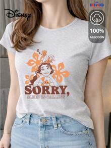 This High-Quality 100% Cotton T-Shirt Guarantees Exceptional Softness To The Touch, A Round Neck With A "Disney Moana Sleep Is Calling" Print, And Short Sleeves. - 淺灰色 - 查看 1
