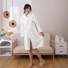 1pc Long Soft Comfortable Purple Bathrobe With Trim, Suitable For Home, Hotel, Spa, Swimming Pool, Gift - Multicolor - View 9