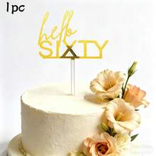 3pcs/1pc Acrylic Gold "Hello 30 40 50 60" Birthday Cake Topper, Birthday Anniversary Party Decorations - Multicolor - View 10