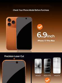 MIGAE 2pcs - High-Grade Privacy Screen Protector Glass, 9H Hardness Anti-Scratch, Rounded Corners For Comfortable Fit, Dust-Proof Design, Privacy Protection, Suitable For Daily Use, Professional Office And Home, Compatible With IPhone 17e/17 ProMax/17 Pro/17 Air/16 ProMax/16 Pro/16/15 ProMax/15 Pro/15/14 ProMax/14 Pro/14/13/12/11 And More - Black - View 7