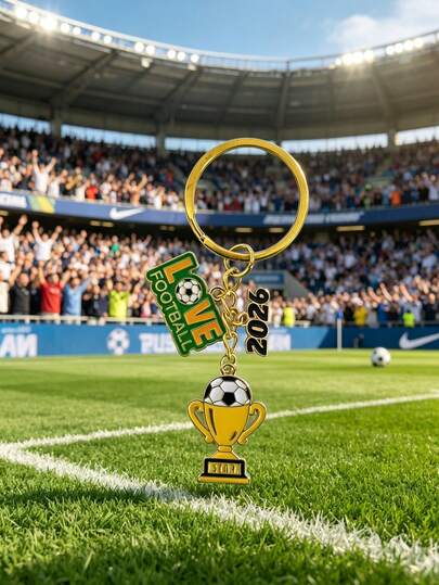 2026 World Cup Celebration Football Keychain, Creative "Love Football" Trophy Bag Charm, Enamel Soccer Goal Pendant, Sporty Backpack Accessory For Fans, Souvenir Gift For World Cup 2026