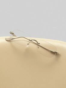 1 Pair Fashion High-End Rimless Metal Glasses (Case Not Included) - Clear - View 2