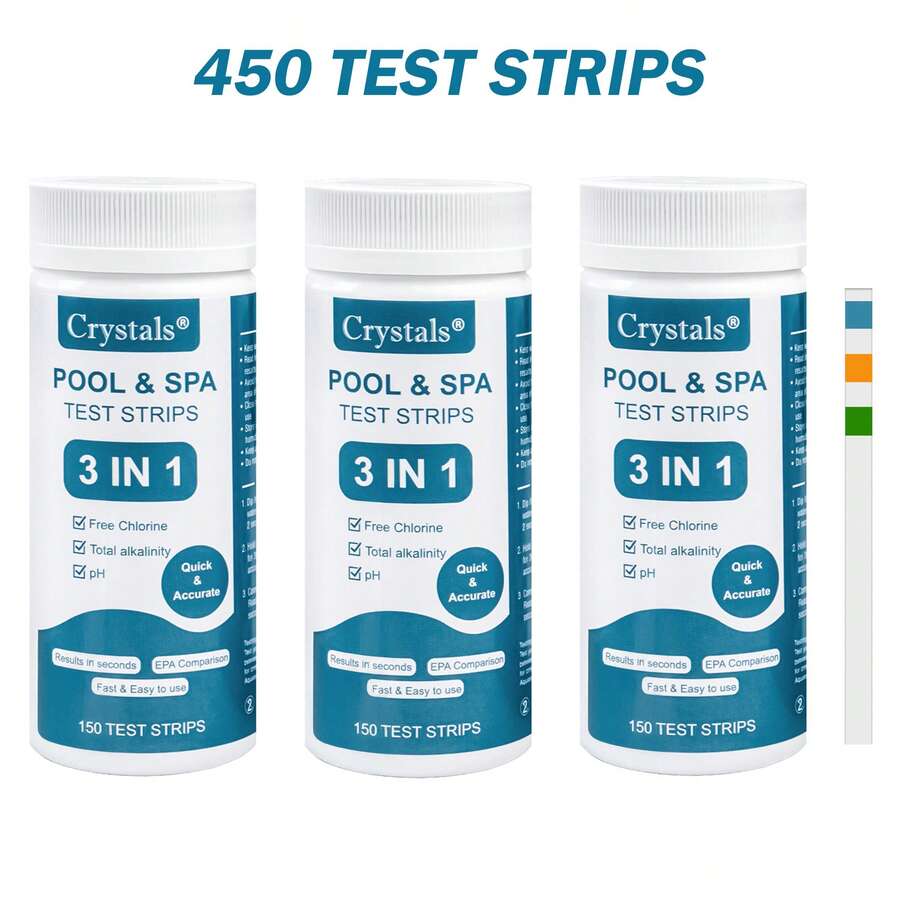Crystals 450PCS Hot Tub Test Strips 3 In 1 Pool Spa Chlorine Water Testing Kit Dip Strips - View 1