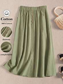 Women's Casual Retro White Skirt, Spring/Summer - Grey - View 12
