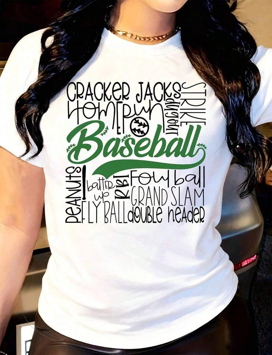 Women's T-Shirt Cracker Jacks Home Run Baseball Peanuts Foul Ball Grand Slam Casual Crew Neck Short Sleeve, Suitable For Everyday Outdoors, Perfect For All Season Wearplayeras de mujer - Blanco - Ver 1
