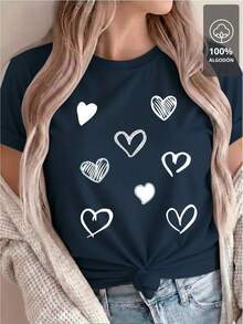 Nine Hearts Black - 100% T-Shirt - 海軍藍 - 查看 5