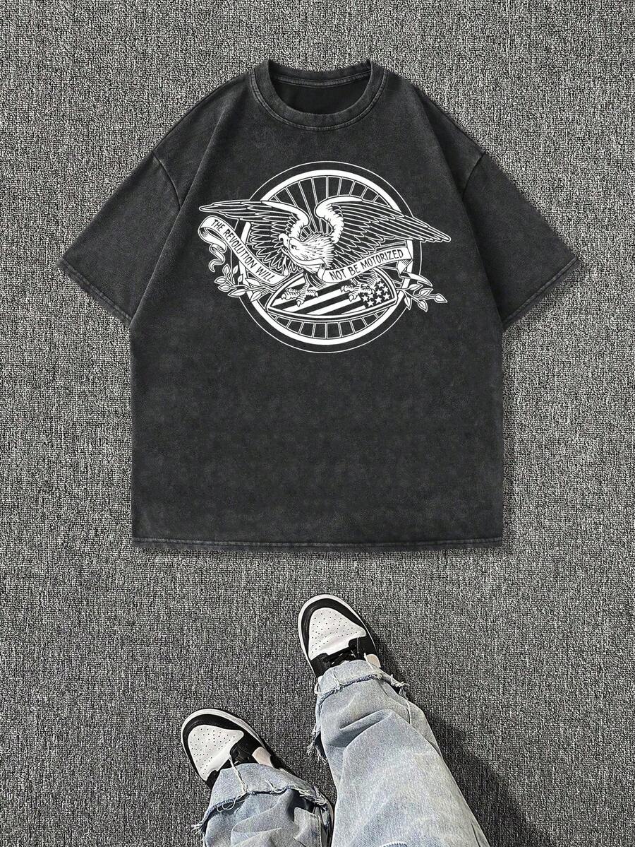 New 2026 Model, 100% Washed Cotton, Urban Casual Style, Suitable For Parties Or Festivals, Soft And Breathable Fabric, Modern Print Design, Unisex, Lightweight And Comfortable To Wear, Vintage Fashion Design. - Black - View 1