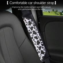 1PC Carbon Fiber Texture PU Leather Car Seat Belt Shoulder Pad Cover – Cow Print Pattern, 30cm/50cm Optional, Soft & Comfortable, Universal Design For Adults, Kids & Pets – Adds Cute Aesthetic For Road Trip & Daily Commute – Easy Installation, Auto Interior Accessories - A - View 8
