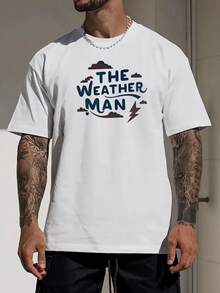 Camiseta de manga corta con estampado de letras para hombres de moda de verano - Blanco - Ver 1