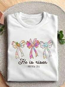New Women's Spring/Summer Easter T-Shirts - Simple And Fashionable, Short Sleeve Crew Neck T-Shirt For Women, Ideal For Everyday Wear, Perfect For Gifting To Loved Ones - trắng - Xem 7
