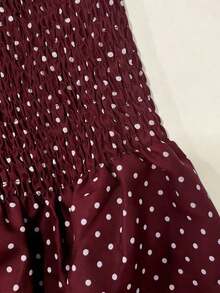 Blusa de mujer con cuello cuadrado y cintura ceñida, de manga corta - Burdeos - Ver 4