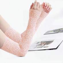 1 Pair Summer Sun Protection Gloves Ice Lace Arm Sleeves Sunshade Arm Covers Long Sleeve Daily Versatile - Multicolor - View 8
