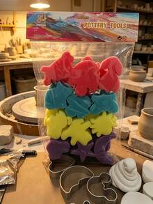 24pcs Hand-Painted Sponge Stamp Set, Assorted Patterns - Multicolor - View 3