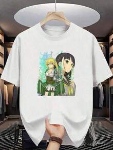 Under The Radar 100% Men's T-Shirt - Short Sleeve, Crew Neck, Digital Print, Comfortable For All Seasons, Machine Washable, Ideal For Daily Outings, Crew Neck, Circular Design, Casual Summer T-Shirt, Anime Manga Style, Muscle Freaks Anime Girl Otaku Isekai-Vintage Street Style Unisex Loose Cotton Short Sleeve Crew Neck T-Shirt Y2k T-Shirt Shirt - 白色 - 查看 8