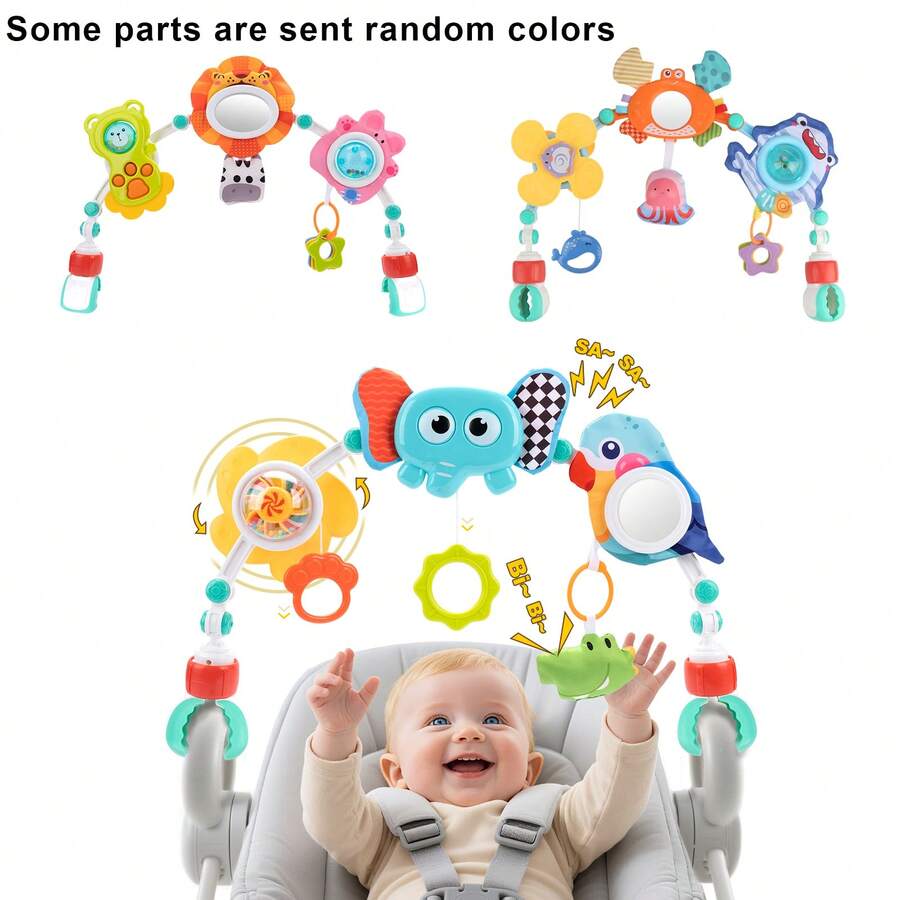 1 buah Mainan Gantung Bayi, Mainan untuk Kereta Dorong, Mainan Aktivitas Sensorik yang Cocok untuk Kursi Mobil, Mainan Kerincingan Bayi yang Menenangkan untuk Bayi Laki-laki dan Perempuan, Mainan Gerak untuk Bayi Baru Lahir (Beberapa Aksesori Mungkin Acak) - MultiWarna - View 1